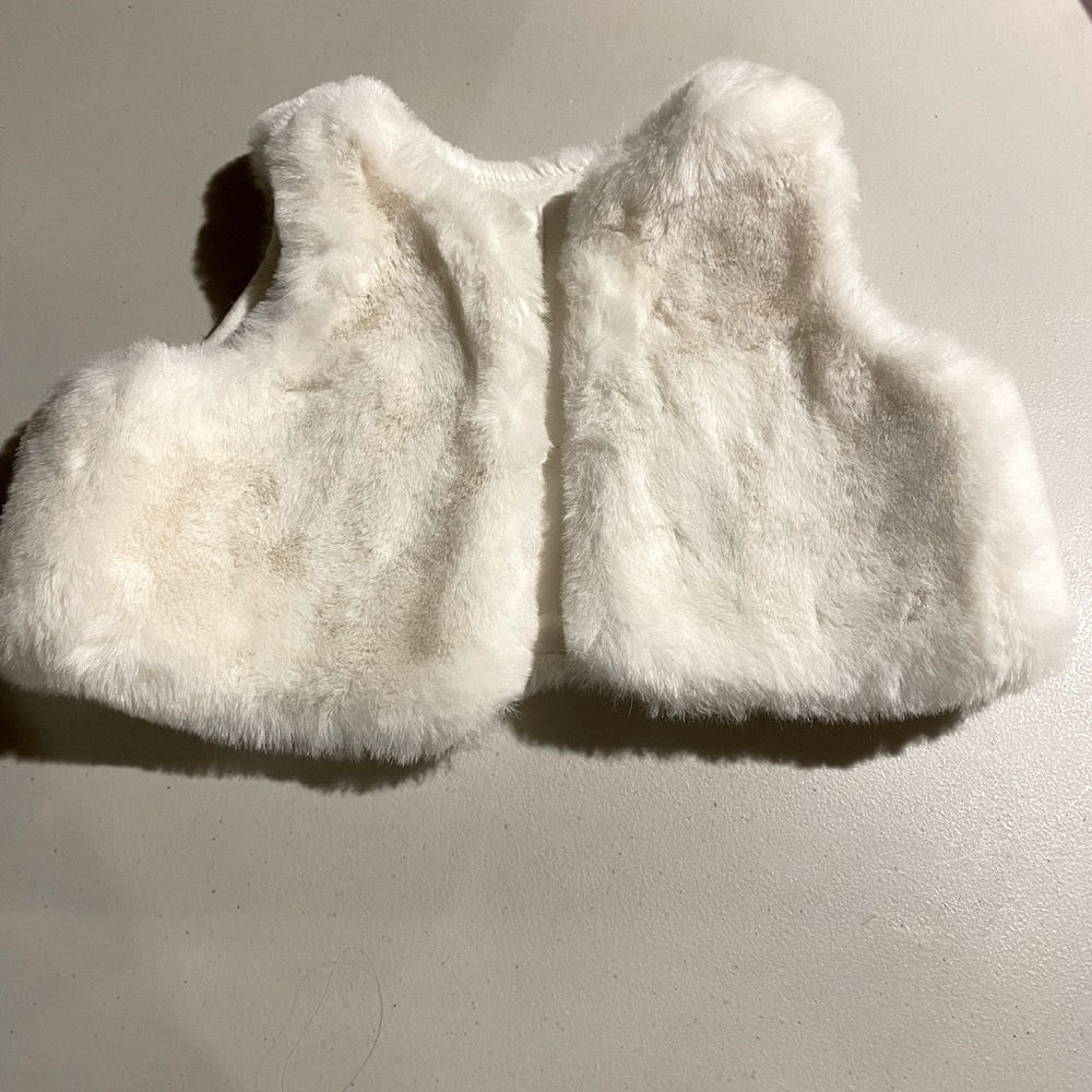 Baby Gap white fur vest